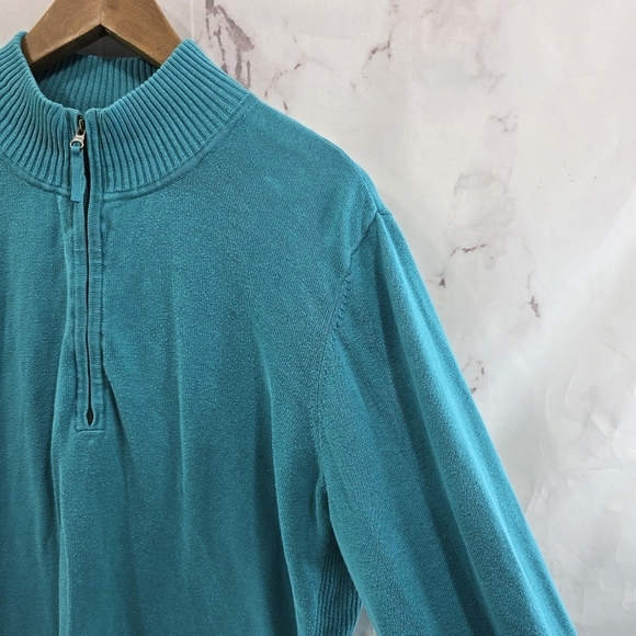 Foxcroft Sweater Womens XXL 2XL Blue Quarter Half Zip Pullover Cotton Mock - Picture 10 of 11